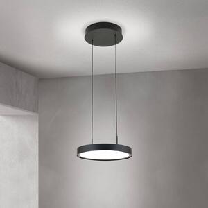LED závesné svietidlo Teide, čierne, 1-plameňové, kov, 2700 K, Čierna, Obývacia izba / jedáleň, Hliník, Moderný, Závesné svietidlo