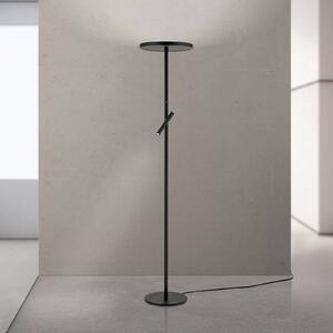 LED stojaca lampa Teide, čierna, kov, na citanie, stmievač, Čierna, Obývacia izba / jedáleň, Hliník, Moderný, Zemné bodové svetlo
