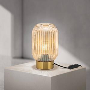 Stolová lampa Carneval, jantárová, sklo, výška 23,5 cm, E27, Krémová / jantárovo žltá, Obývacia izba / jedáleň, Sklo, Stojacie svietidlo