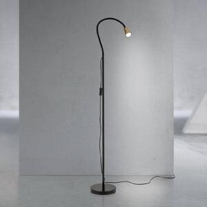 Stojacia lampa Dotty, mosadzná farba, výška 145 cm, ohybné rameno, GU10, Mosadz / zlato, Obývacia izba / jedáleň, kov, Moderný, Svetlo na čítanie