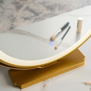 Luxusný toaletný stolík s taburetkou šedo zlatý Ashley | jaks