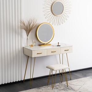 Toaletný stolík s taburetkou béžový zlatý Sandy | jaks