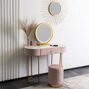 Toaletný stolík s taburetkou ružovo zlatý Ashley | jaks