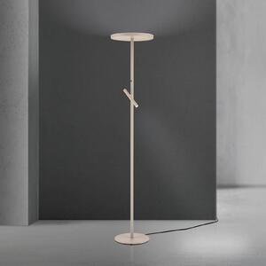LED stojacia lampa Teide, khaki, kov, na citanie, stmievač, Krémová / jantárovo žltá, Obývacia izba / jedáleň, Hliník, Moderný, Zemné bodové svetlo