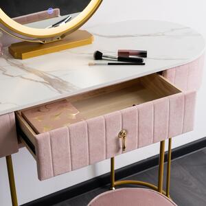 Toaletný stolík s taburetkou ružovo zlatý Ashley | jaks