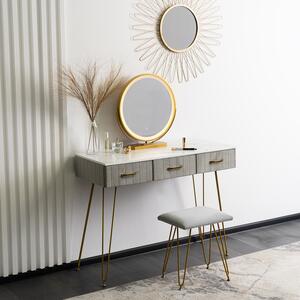 Moderný toaletný stolík s taburetkou šedo zlatý Sandy | jaks