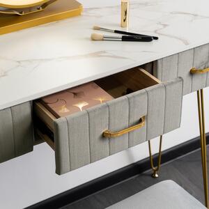 Toaletný stolík s taburetkou šedo zlatý Sandy | jaks