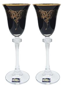 Bohemia Crystal pohár Alexandra čierne s ornamentami 60 ml, 2 ks