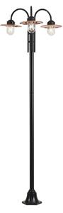 Moderná vonkajšia lampa čierna s meďou 235 cm 3-svetlá IP44 - Kansas