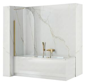 Vaňová zástena REA TRAVIS 80 cm, zlatá kartáčovaná/transparent