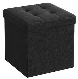 Dekorstudio Taburetka s úložným priestorom LSF028B01 z MDF a ľanovej tkaniny 30x30x30 cm - čierna