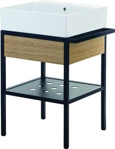 Deante Kúpeľňový set Temisto s umývadlom 56,5x50 cm - CDTD6U5S, čierna/dub