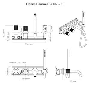 Oltens Hamnes vaňová/sprchová batéria podomietková čierna 34107300