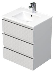 Kúpeľňová skrinka s umývadlom SAT Cube Way 60x71x46 cm biela mat CUBE3D603ZBMOD