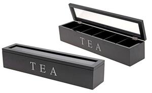 Excellent Houseware Drevený organizér na čaj Tea Box, 43x8,5 cm