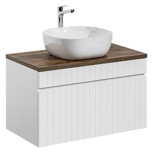 Comad Kúpeľňová skrinka s doskovým umývadlom Iconic White 80 biela matná/dub santa fe