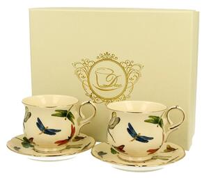 Duo Porcelánová šálka na nohe s podšálkou Dragonfly 150 ml sada 2ks
