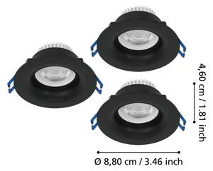 Eglo 902274-SADA 3xLED Kúpeľňové podhľadové svietidlo SALABATE LED/4,9W/230V pr.8,8cm IP65 čierna