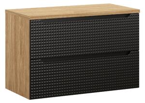 Comad Kúpeľňová skrinka pod doskové umývadlo Luxor Black 90 čierna mat/olejovaný dub