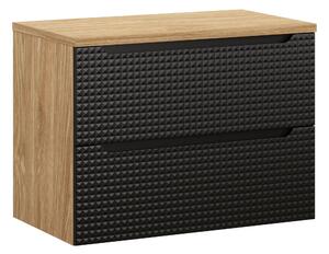 Comad Kúpeľňová skrinka pod doskové umývadlo Luxor Black 80 čierna mat/olejovaný dub