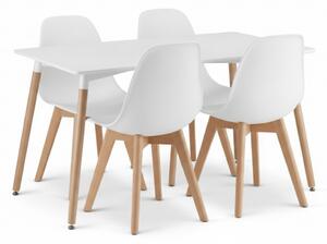 Jedálenský set 1 + 4, biely stôl ADRIA 120x80 cm + biela stolička KITO