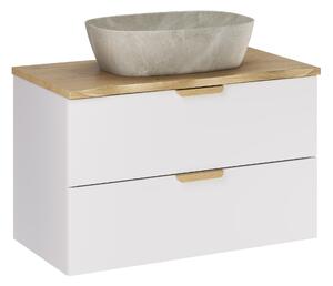 Comad Kúpeľňová skrinka s doskovým umývadlom Aster White 80 biela mat/dub cremona
