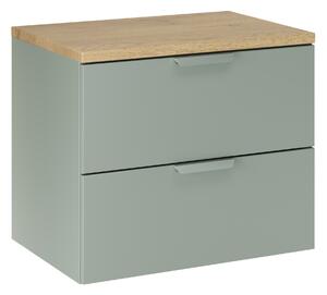 Comad Kúpeľňová skrinka pod doskové umývadlo Aster Green 60 zelená matná/dub cremona