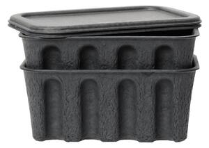 Úložný box s vekom Paper Pulp Small Charcoal – set 2 ks