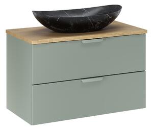 Comad Kúpeľňová skrinka s doskovým umývadlom Aster Green 80 zelená matná