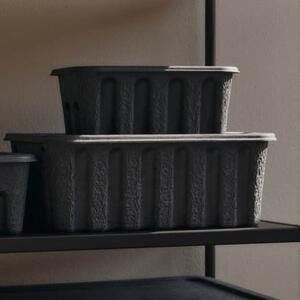 Úložný box s vekom Paper Pulp Small Charcoal – set 2 ks