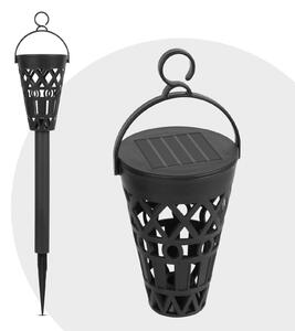 Zapichovacia, zavesiteľná solárna lampa - teplá biela - 7 x 7 x 35 (+10) cm