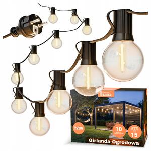 Smart LED Záhradná svetelná girlanda 10m 15xLED žiarovka E12 220V