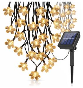 Smart LED Solárna svetelná girlanda kvety 10m 50xLED teplá biela IP44