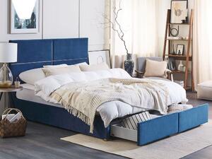 Manželská posteľ 160 cm Vissarion (modrá) (s roštom a úložným priestorom). Vlastná spoľahlivá doprava až k Vám domov. 1076390
