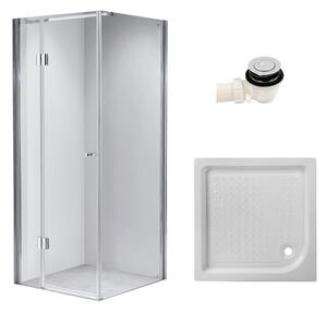BPS-koupelny Štvorcový sprchový kút KZ1390A 80x80 chróm/transparent + vanička SXL02A WH biela