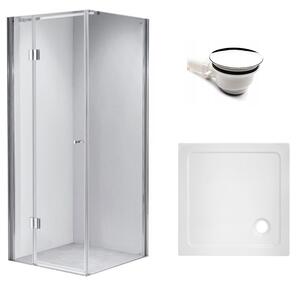 BPS-koupelny Štvorcový sprchový kút KZ1390A 80x80 chróm/transparent + vanička ST02A WH biela