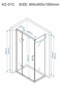 BPS-koupelny Štvorcový sprchovací kút KZ90B 90x90 chróm/transparent + vanička RIKO BL čierna