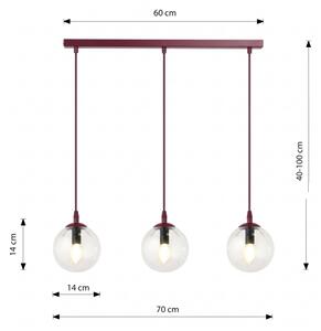 Luster na lanku COSMO 3xE14/10W/230V červená/číra