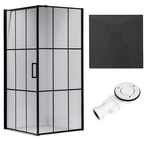 BPS-koupelny Štvorcový sprchovací kút BS13B 90x90 čierny/transparent + vanička RIKO BL čierna