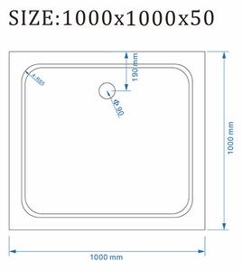 BPS-koupelny Štvorcový sprchový kút KZ08D BL 100x100 čierna/transparent + vanička ST06A WH biela