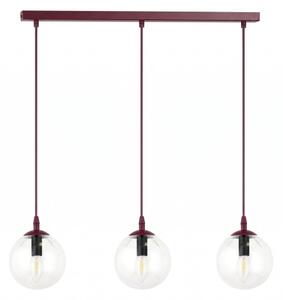 Luster na lanku COSMO 3xE14/10W/230V červená/číra