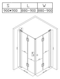 BPS-koupelny Štvorcový sprchový kút BS05B 90x90 čierna/transparent + vanička RIKO BL čierna