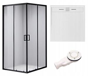 BPS-koupelny Štvorcový sprchový kút BL30B 90x90 čierna/transparent + vanička DEKO biela