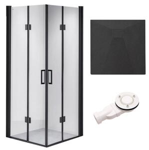 BPS-koupelny Štvorcový sprchový kút BS05B 90x90 čierna/transparent + vanička RIKO BL čierna