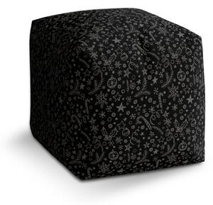 Sablio Vianočný taburet Cube Vianoce na čiernej - 40x40x40 cm