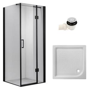 BPS-koupelny Štvorcový sprchový kút KZ1390A BL 80x80 čierna/transparent + vanička SXL02A WH biela