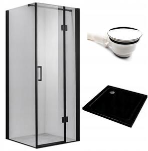 BPS-koupelny Štvorcový sprchový kút KZ1390A BL 80x80 čierna/transparent + vanička ST02A BL čierna
