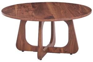 Konferenčný stolík hnedý MDF drevený efekt okrúhly tvar mid-century modern štýl obývačka