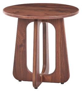 Odkladací stolík hnedý MDF drevený efekt okrúhly tvar mid-century modern štýl obývačka
