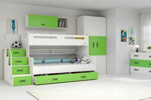 MAX 3 - Poschodová posteľ rozšírená - 200x120cm - Biely - Zelený